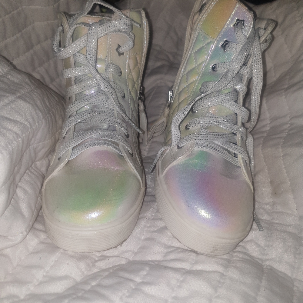 Justice quilted metallic hightop sneakers